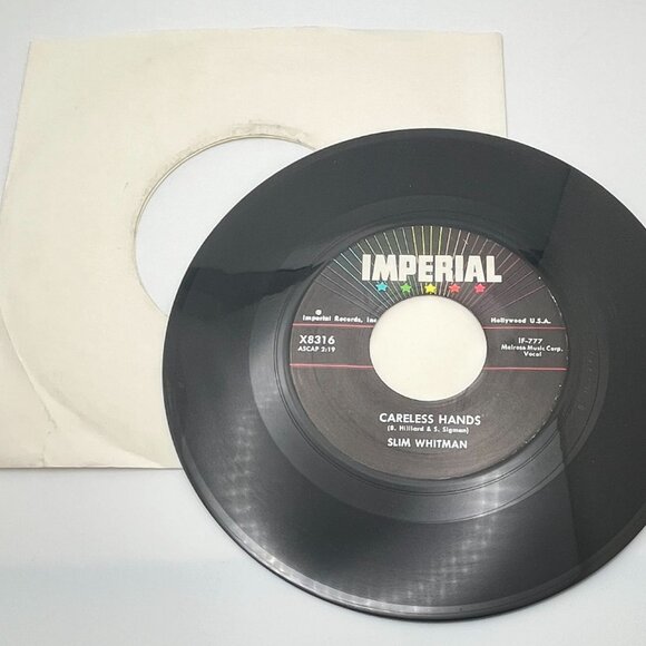 Slim Whitman Careless Hands / A Very Precious Love 45 Country Imperial 8316 - Picture 3 of 6